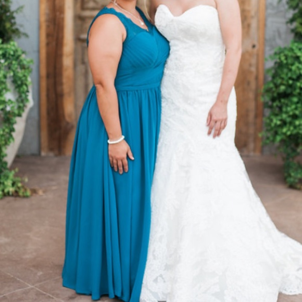 Teal bridesmaids dress azazie